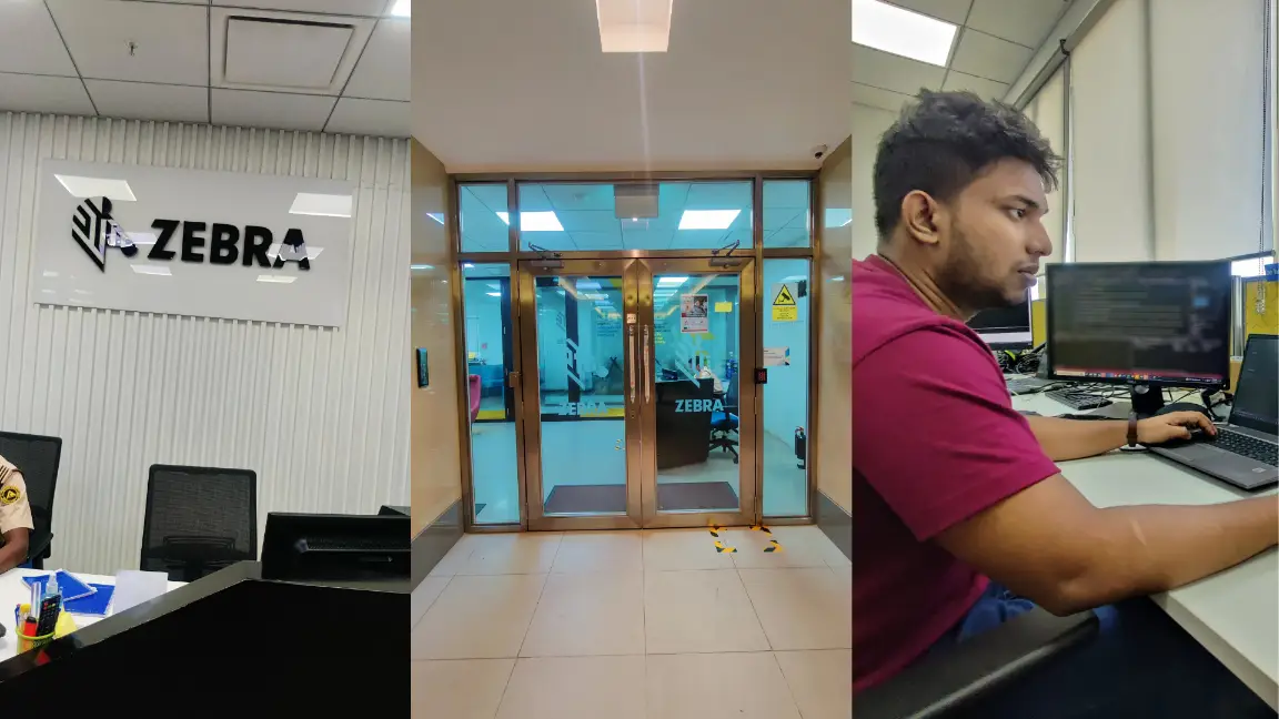 Zebra Technologies office and engineering workspace from Malith’s career.